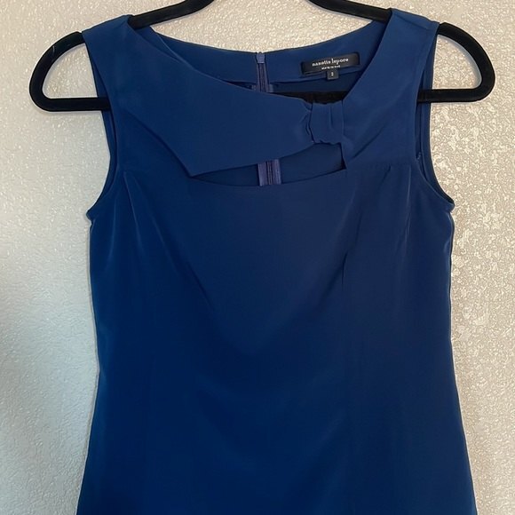 Nanette Lepore Peekaboo front Dark Navy Blue Tank zipper back EUC Size 2 - Picture 2 of 7